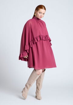 Cape Ruffle Mini Dress