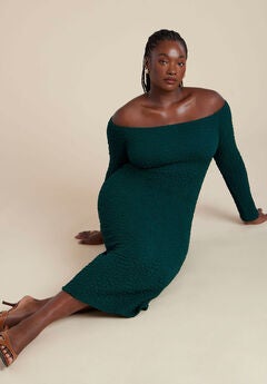 Off Shoulder Textured Dress