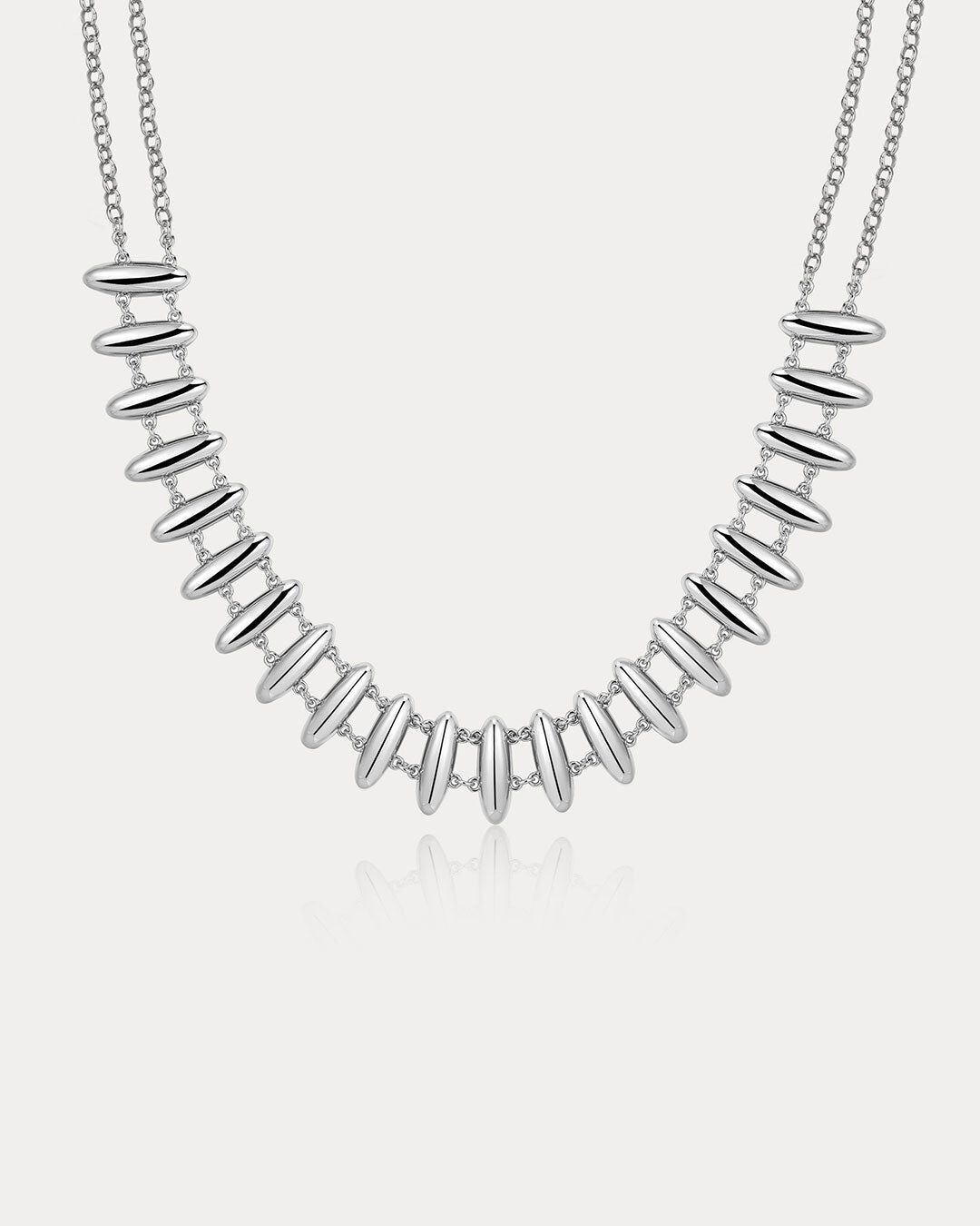 The Milan Bead Stud Necklace, SILVER, hi-res image number 0