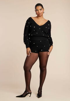 Heart Stud Sweater Hot Short