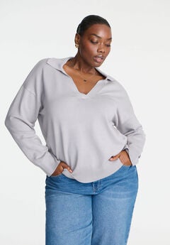 V-Neck Collared Sweater