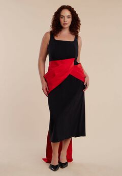 Contrast Draped Waist Gown