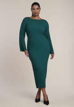 Lettuce Hem Ribbed Sweater Maxi Dress