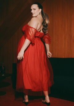 Puff Sleeve Tulle Flare Dress