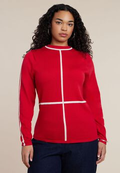 Contrast Line Detail Turtleneck Sweater