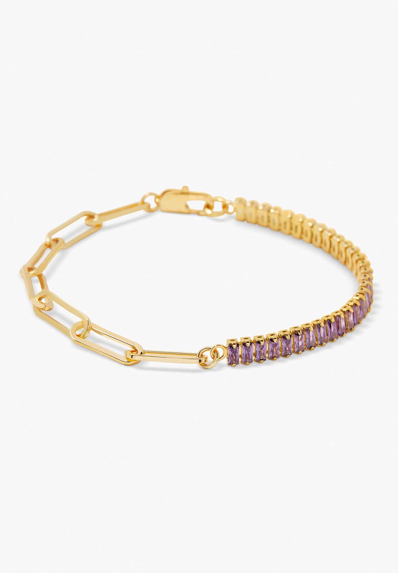 Priya Birthstone Tennis Bracelet, FEBRUARY, hi-res image number 0