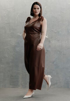 Fringe Detail Faux Leather Jumpsuit