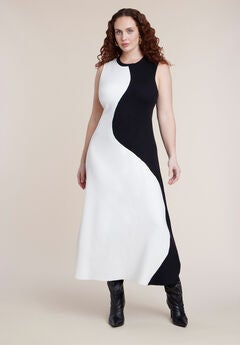 Colorblocked Intarsia Knit Maxi Dress