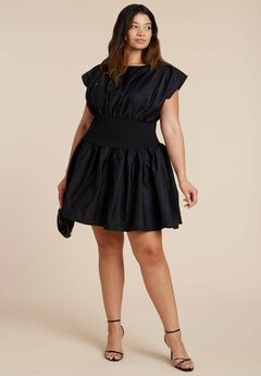 Shirred Flare Mini Dress