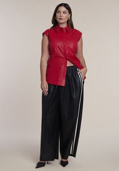 Faux Leather Pull-On Track Pant