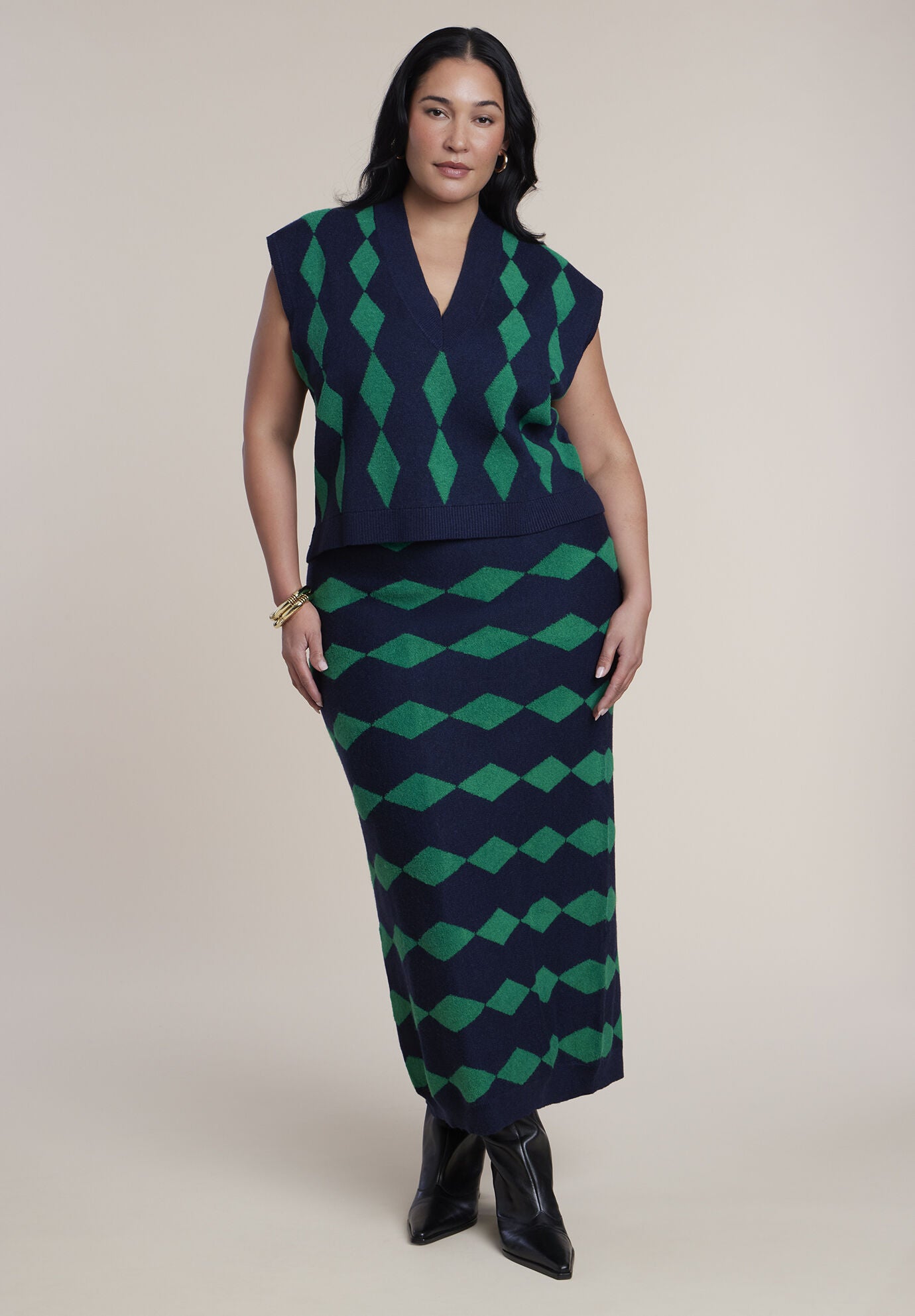 Intarsia Sweater Maxi Skirt