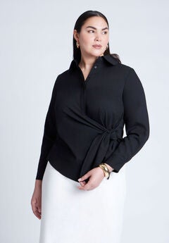 Hip Tie Collared Shirt