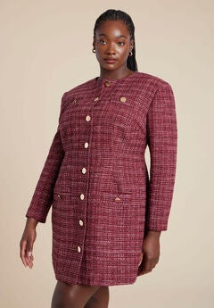 Tweed Long Sleeve Mini Dress