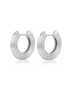 The Mini Ridged Amalfi Hinge Hoops- Silver