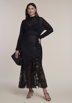 Satin & Lace Maxi Skirt