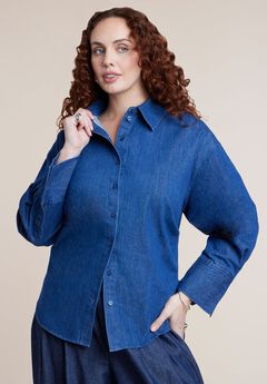 Tie-Back Chambray Button Up Top