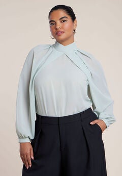 Draped Sleeve Chiffon Top