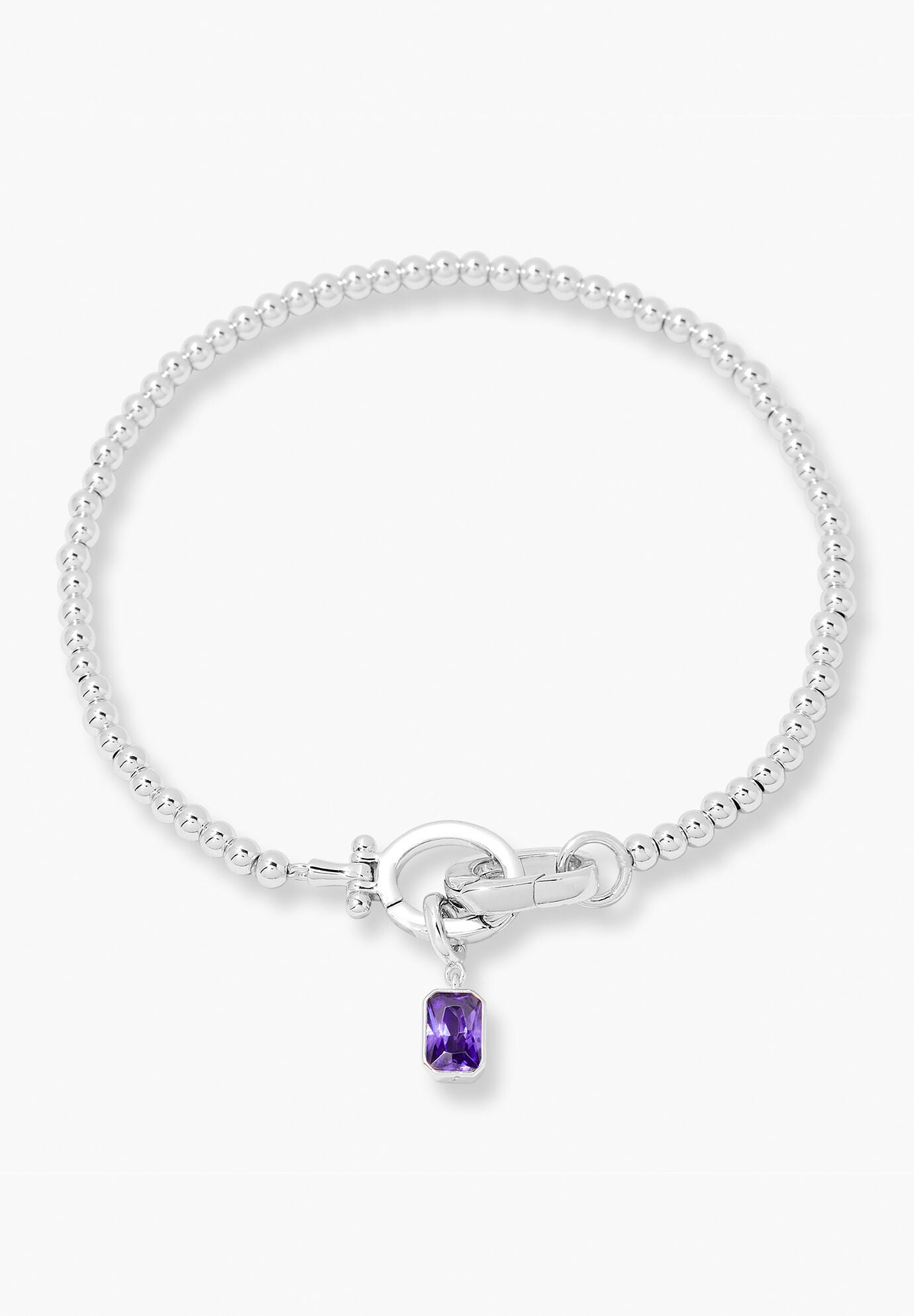Mackenzie Silver Birthstone Bracelet, FEBRUARY, hi-res image number 0