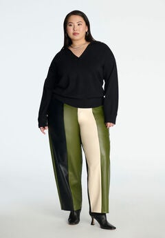 Colorblocked Faux Leather Pant
