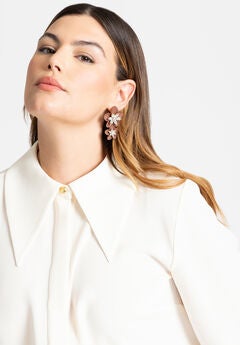 Two Tier Metal Floral Earrings