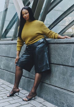 Textured Faux Leather Culotte