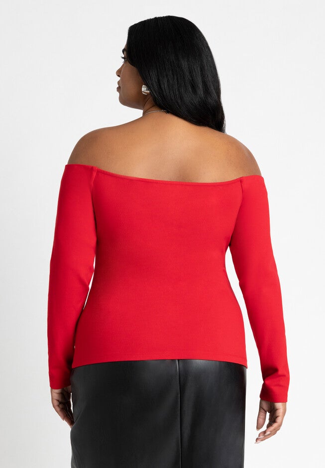Square Neck Off The Shoulder Top, BARBADOS CHERRY, on-hover image number null