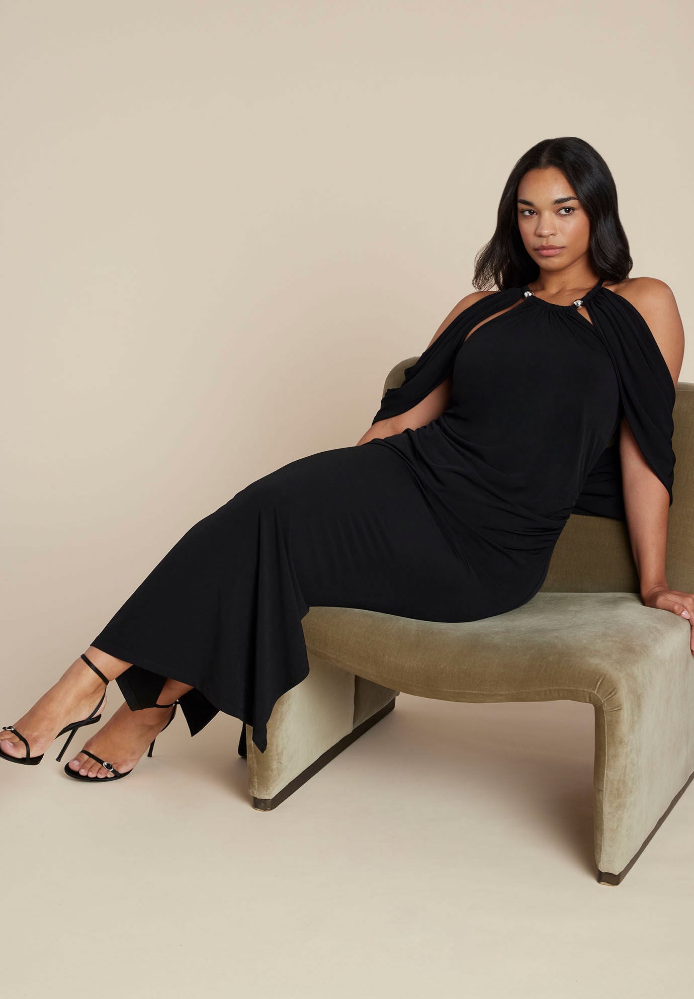 Capelet Dress, BLACK ONYX, alternate image number 2