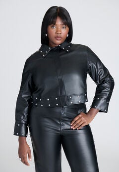Studded Faux Leather Jacket