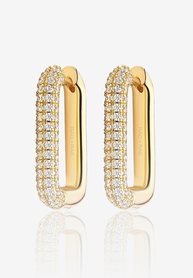 Pave Kaleigh Earrings, GOLD, hi-res image number null