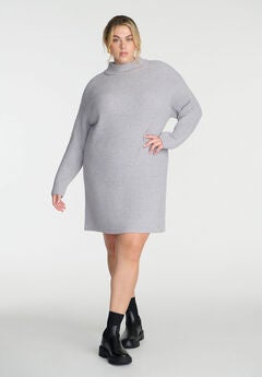 Marled Knit Mock Neck Mini Dress