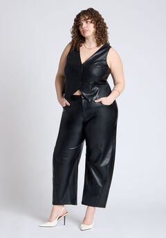Faux Leather Barrel Leg Pant