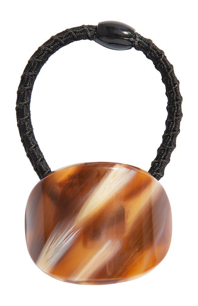 Oval Ponytail Holder, CARAMEL HORN, hi-res image number 0