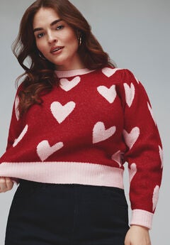 Heart Intarsia Cropped Sweater