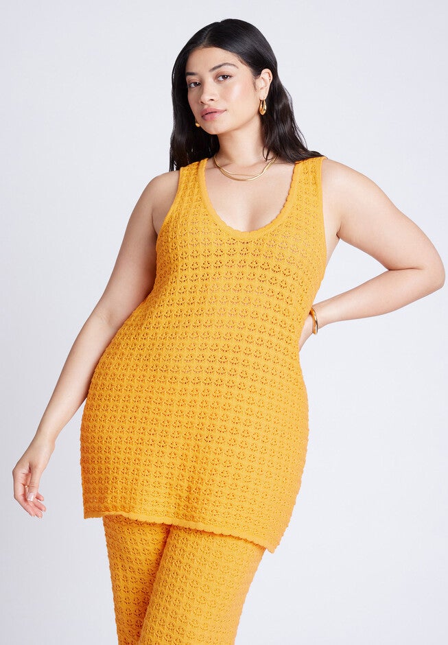 Racer Sweater Top With Scalloping, RADIANT YELLOW, on-hover image number null