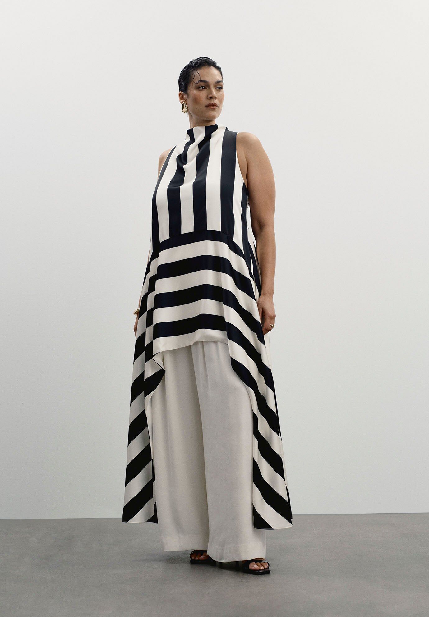 Longline Striped Satin Top