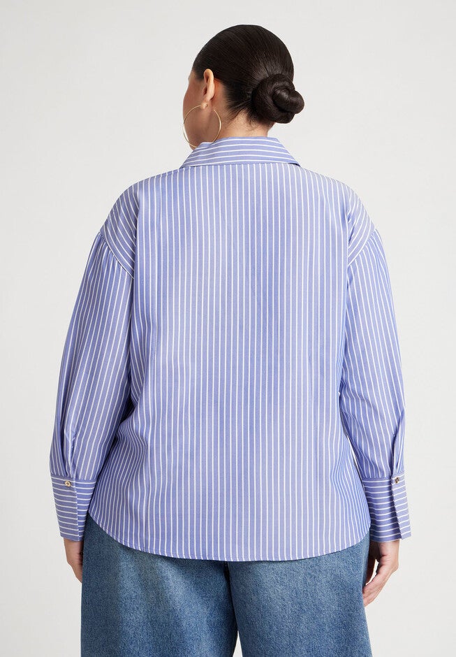 Preppy Striped Button Down, NAVY STRIPE, alternate image number null