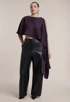 Cropped Satin Cape Top
