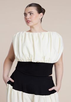 Combo Fabric Draped Top