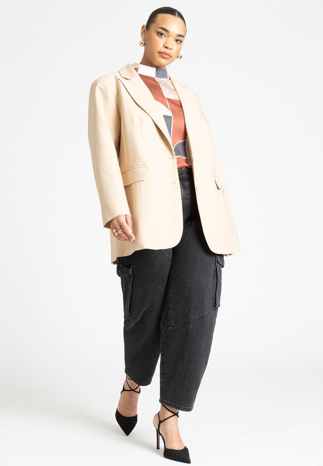 Oversized Single Breasted Blazer, CUBAN SAND SAND, alternate image number null