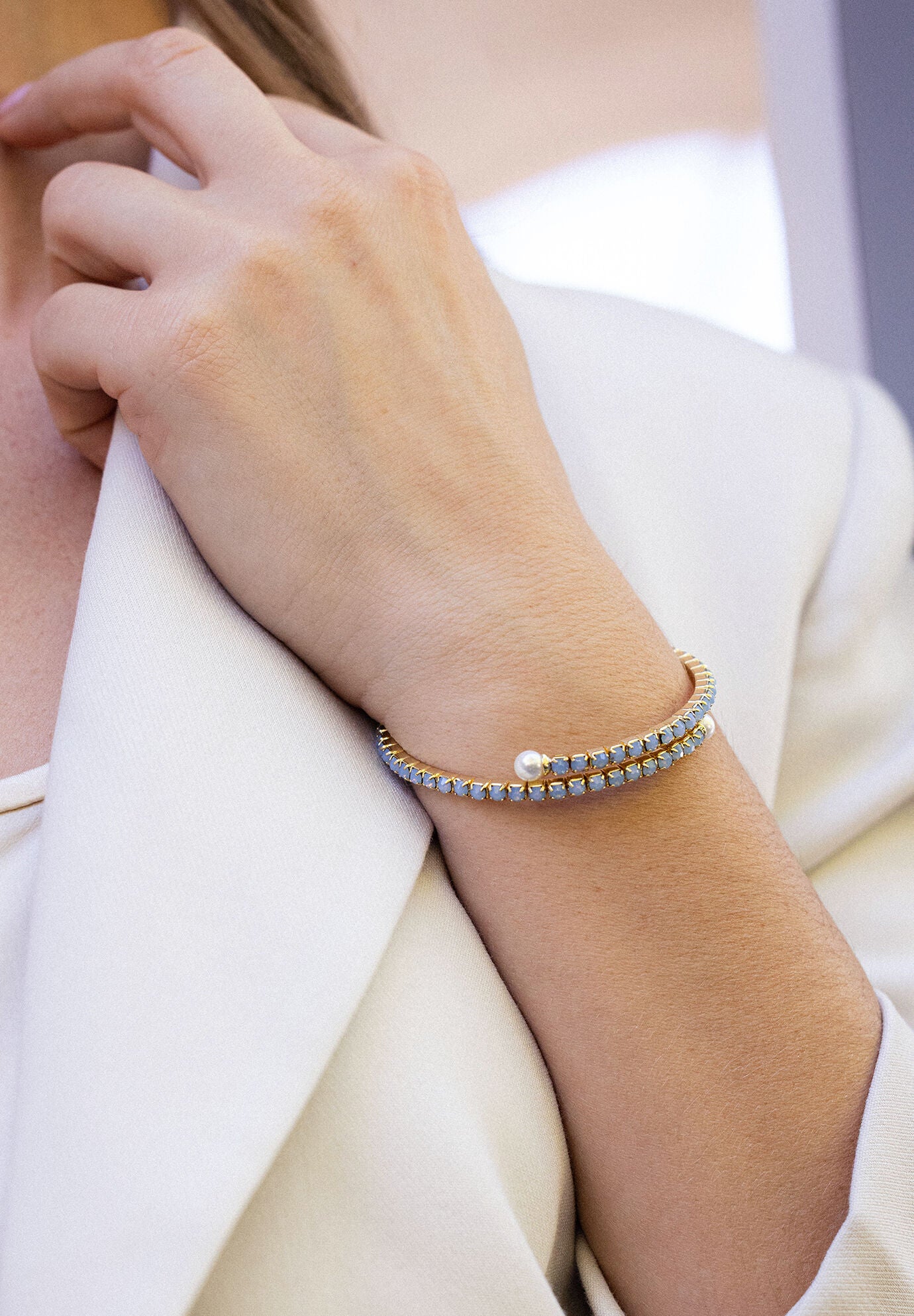 Isabella Opal Coil Tennis Bracelet, BLUE, alternate image number 2