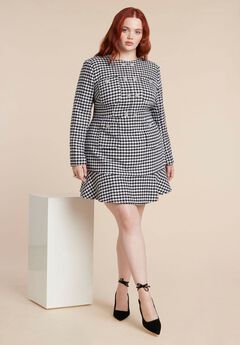 Rhinestone Button Tweed Mini Dress