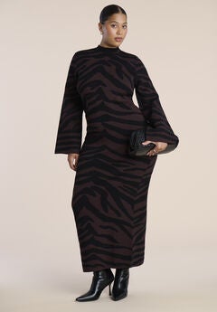 Intarsia Sweater Midi Dress