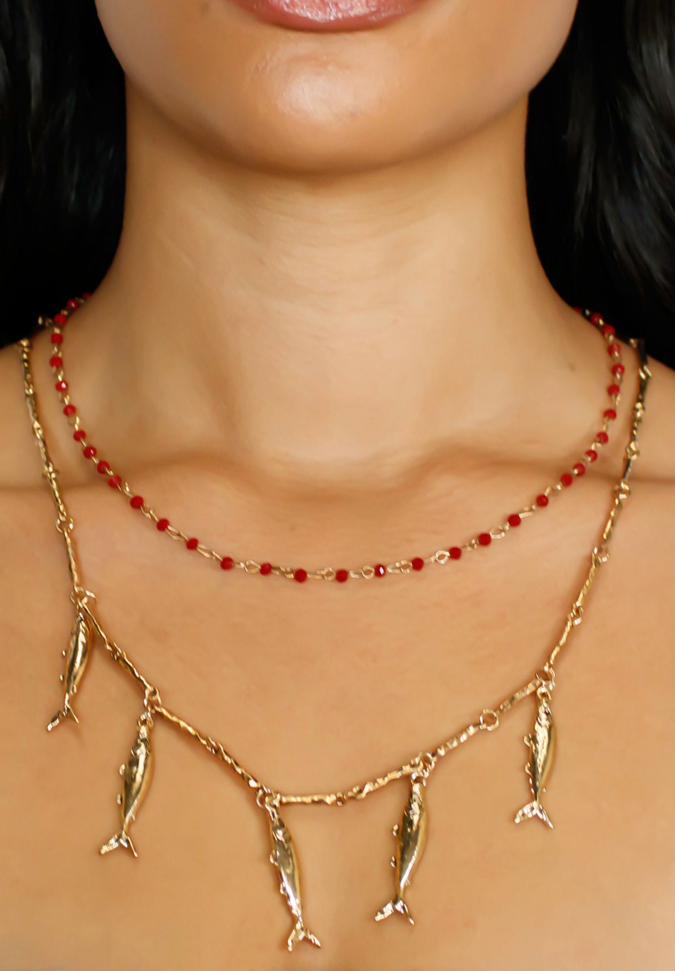 Goldie Fish Necklace, GOLD, alternate image number 1