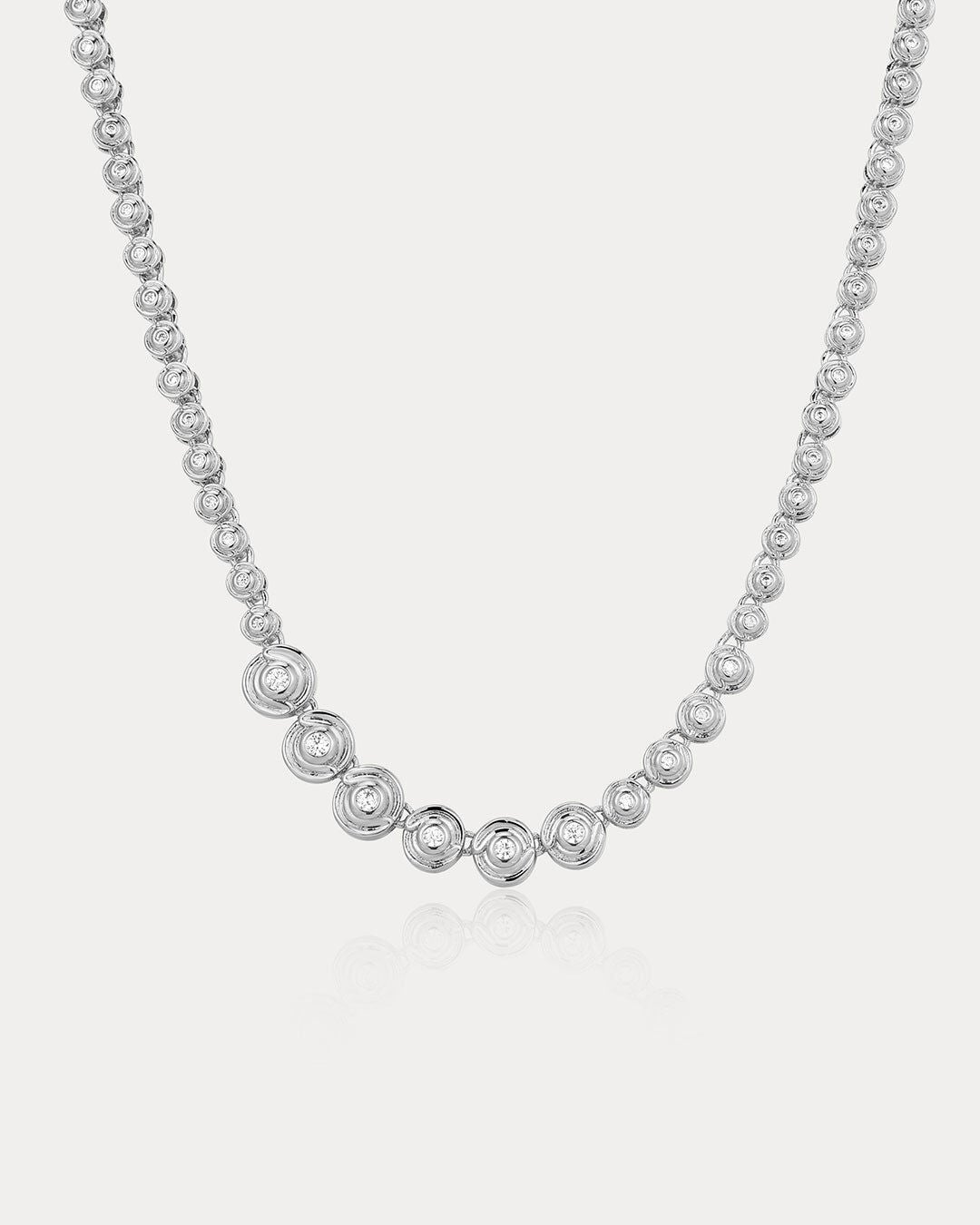 The Wave Bezel Tennis Necklace, SILVER, hi-res image number 0