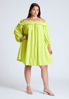Ruffle Neckline Mini Dress