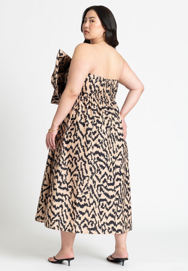 Bow Bodice Flare Dress, ABSTRACT SAFARI, on-hover image number null