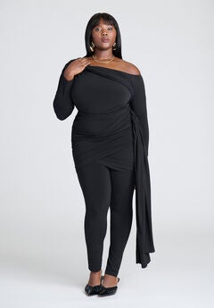 Draped Mini Skirt Legging