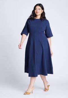 Seam Detail Ponte Workwear Midi Dress
