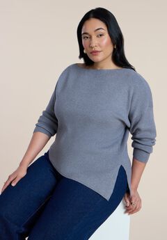 Off The Shoulder Sweater With Side Slit