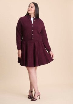 Pleated Sweater Mini Skirt